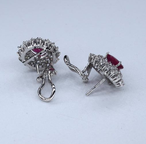 Boucles d'oreilles Boucles d'oreilles diamants rubis or blanc 58 Facettes