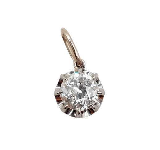 Pendentif Pendentif antique or blanc 18k diamant taille ancienne 0,80 carats (circa 1900) 58 Facettes A06046
