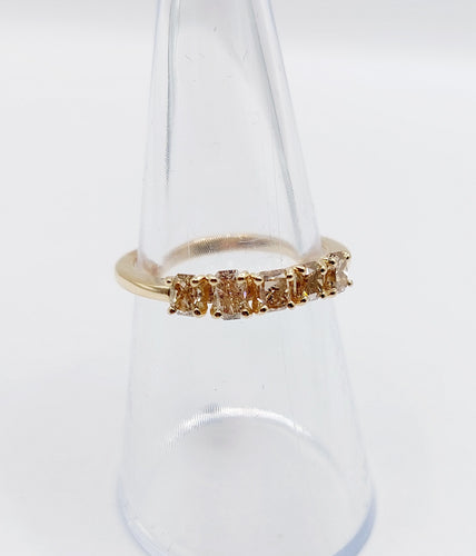 Bague 52.5 Demi alliance vintage or 14k et 0,95 carats diamants radiant Fancy Yellow 58 Facettes A06113