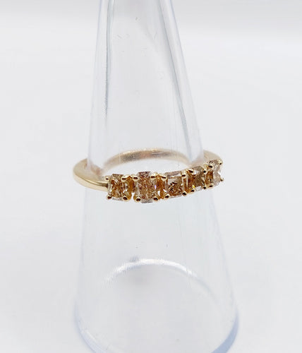 Bague 52.5 Demi alliance vintage or 14k et 0,95 carats diamants radiant Fancy Yellow 58 Facettes A06113