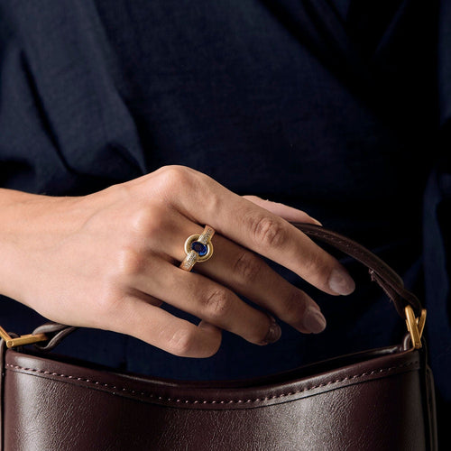 Bague 65 Bague en or jaune, saphir et diamants 58 Facettes CHAL0855