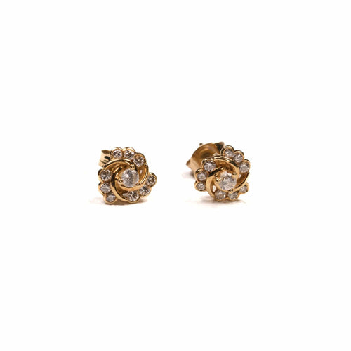 Boucles d'oreilles Boucles d'oreilles puces diamants en spirale et or jaune 58 Facettes