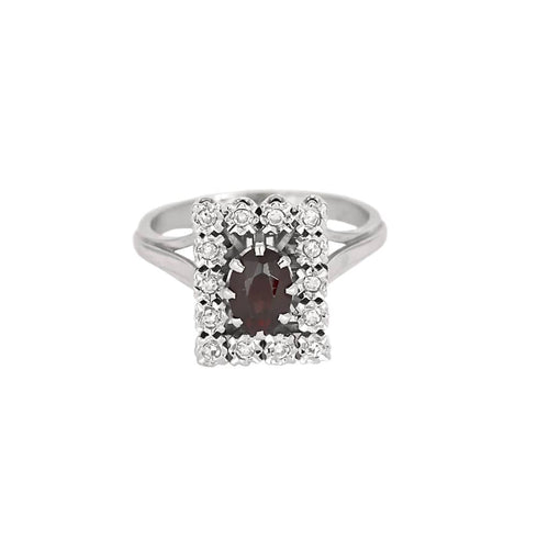 Bague 53 Bague en or blanc, grenat almandin et diamants 58 Facettes SQU3590