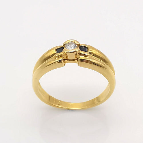 Bague 53 Bague or jaune diamant saphirs 58 Facettes
