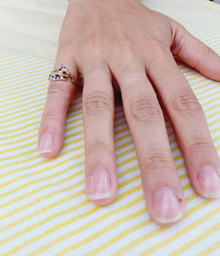 Bague 45 Bague Guépard diamants et saphirs 58 Facettes