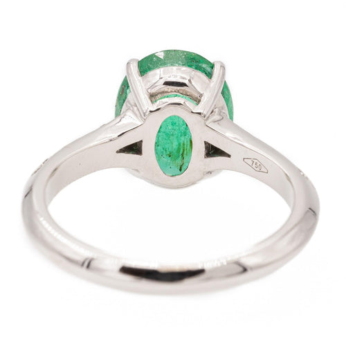 Bague 53 Bague Or blanc Emeraude, Diamant 58 Facettes 2543095CN