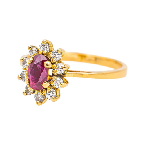 Bague 50 Bague Marguerite Or jaune Rubis, Diamant 58 Facettes 4776440CN