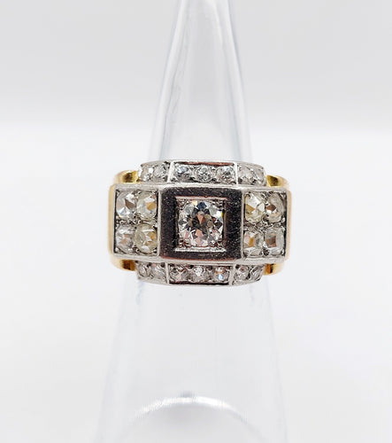 Bague 48 Bague tank art déco or jaune, platine et diamant 58 Facettes A05718