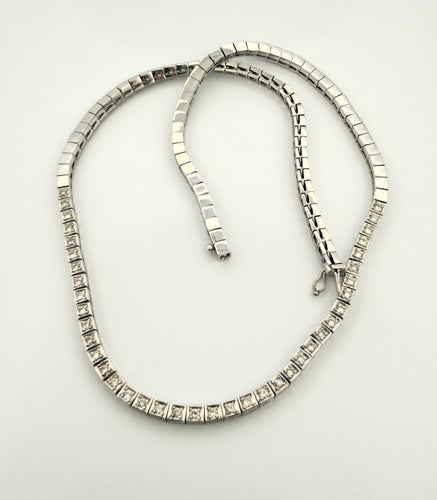 Collier Collier Tennis en or blanc et diamants 58 Facettes