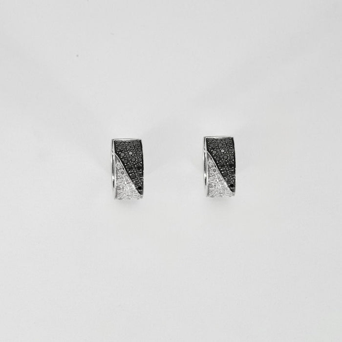 Boucles d'oreilles Créoles or blanc, diamants, diamants noir 58 Facettes AB49