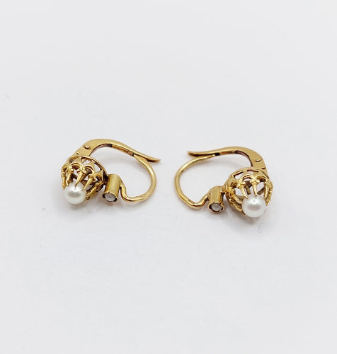 Boucles d'oreilles Boucles d’oreilles dormeuses antiques en or 18k et perles 58 Facettes A06496