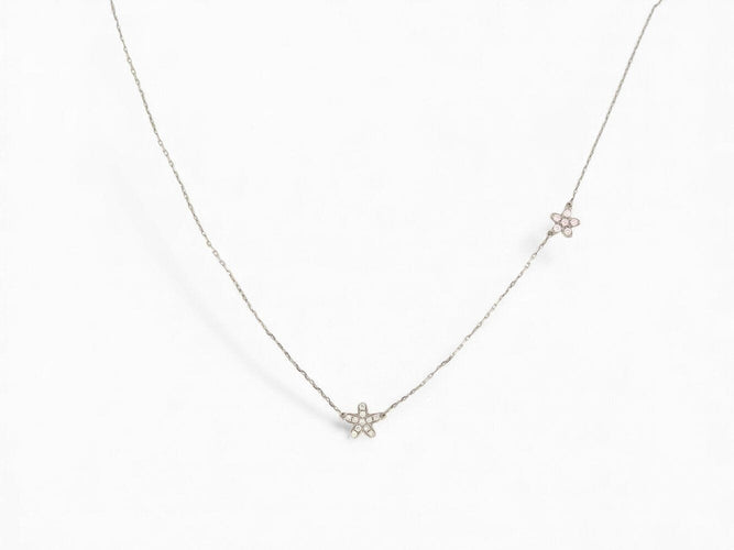 Collier collier AHKAH pendentif fleurs en or blanc 18k diamants roses 58 Facettes 271723