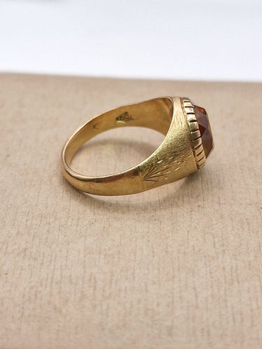 Vintage-Ring aus Gelbgold mit Citrin, Mitte des 20. Jahrhunderts 