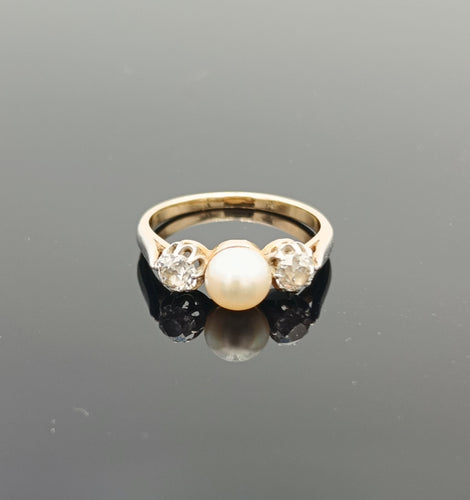 Bague 51 Bague Trilogie début XXème Diamant Perle 58 Facettes