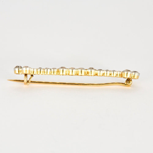 Broche Broche Barette Ancienne Or Deux Tons Diamants 58 Facettes