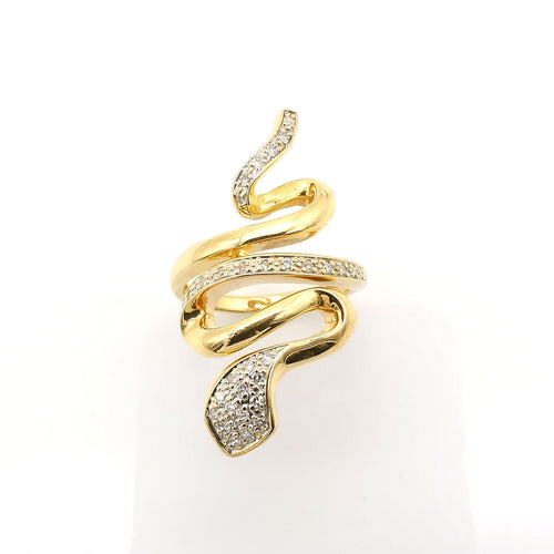 Bague Bague serpent or & diamants 58 Facettes