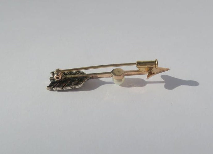 Broche Broche flèche perle fine et diamants 19e siècle 58 Facettes