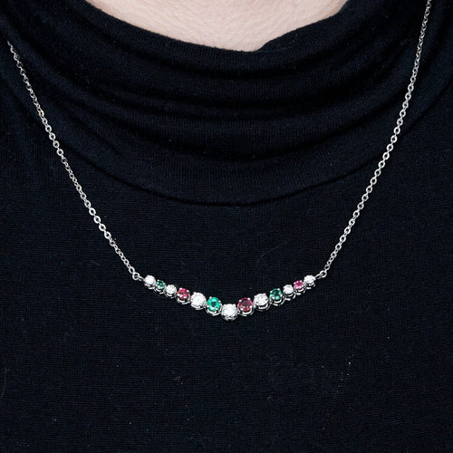 Collier Collier rubis, émeraudes, brillants 58 Facettes 1056180
