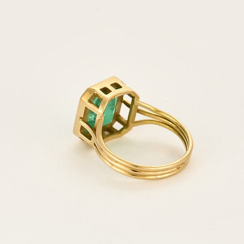 Bague 56 Bague en or jaune et émeraude 58 Facettes NAR0148