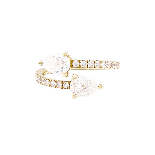 Bague 53 Bague croisée, or jaune, diamants poire et brillants. 58 Facettes 35143