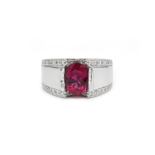 Bague 58 Bague or blanc, rubellite, diamants 58 Facettes 220447R