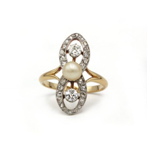 Bague 56 Bague XIXème - Or, perle et diamants 58 Facettes 1187