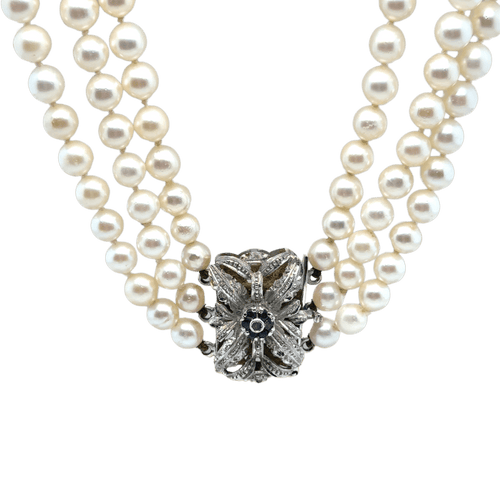Collier Vintage - Collier de perles de culture - fermoir or blanc 58 Facettes 1.0000481/2