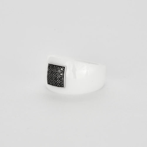 Bague 56 Bague or blanc céramique blanche 58 Facettes 3131211