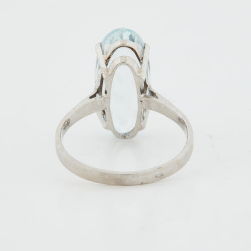 Bague 56 Bague Or Blanc - Aigue Marine 58 Facettes RÉF 3009/20