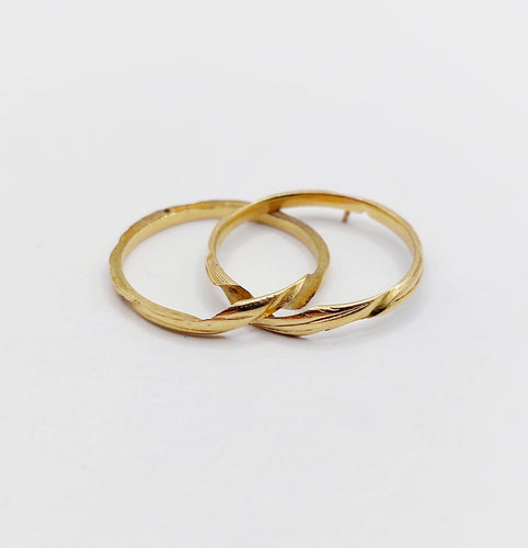 Bague 55 Alliance jumelée victorienne or 18k finement travaillée (circa 1880) 58 Facettes A06332