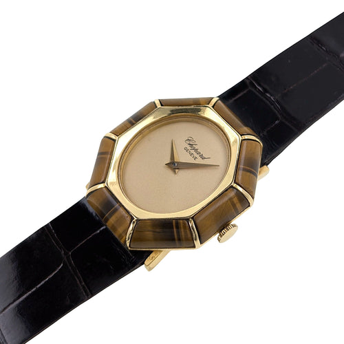 Montre Chopard Ellipse Rarity 5045 1 Jewelry Watch Tiger Eye Stone 18k Yellow 58 Facettes