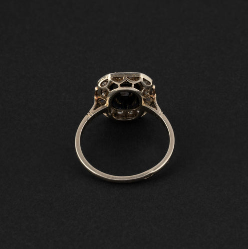 Bague 54 Bague en platine et or gris, diamants, saphirs- Vers 1920 Art Déco 58 Facettes A3149
