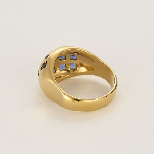 Bague 59,5 Bague jonc en or jaune et saphirs calibrés 58 Facettes MONTE0238