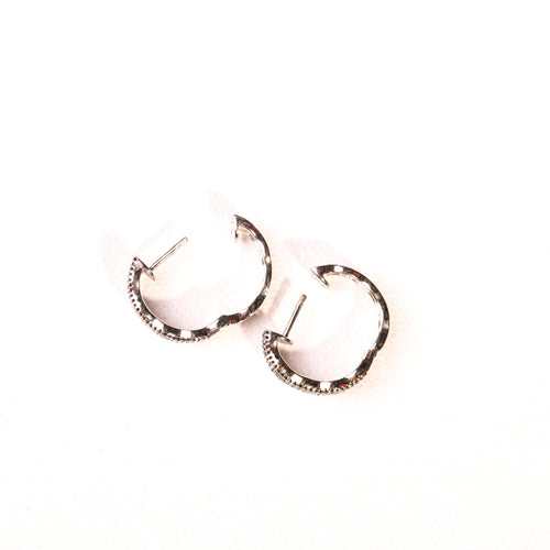 Boucles d'oreilles Boucles d'oreilles créoles diamants et diamants noirs en or blanc 58 Facettes