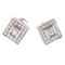 Boucles d'oreilles Boucles d'oreilles carrées à double halo en or blanc 18 carats et diamants 58 Facettes 135023E