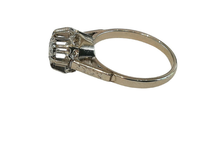 Bague 53 Bague Solitaire Ancien Diamant Or Blanc 58 Facettes