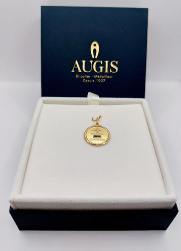 Pendentif AUGIS - Pendentif médaille d'amour or  "+ qu'hier - que demain" - L'Essentielle bleue 58 Facettes J10720X000