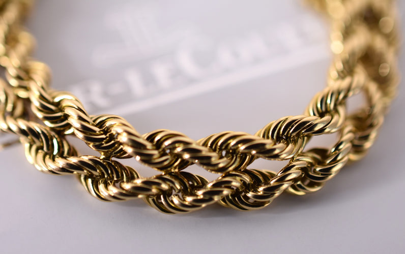 Montre Jaeger-LeCoultre - Montre femme, bracelet torsadé or jaune, 1954 58 Facettes JLC-100