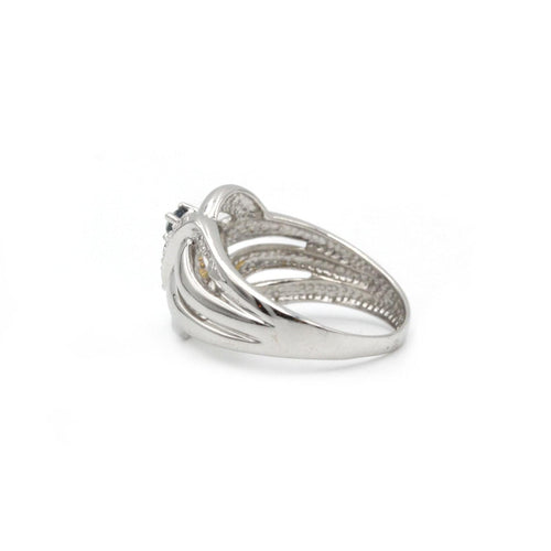 Bague 54 Bague - Or blanc, saphirs et diamants 58 Facettes 1143