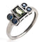 Bague 53 Bague en or avec saphir vert sans chaleur et diamants bleus 58 Facettes AO-0008