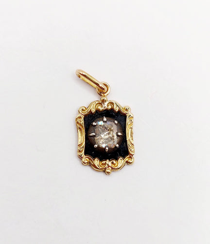 Pendentif Pendentif victorien or jaune et argent, diamant table 5mm (circa 1850) 58 Facettes A06304