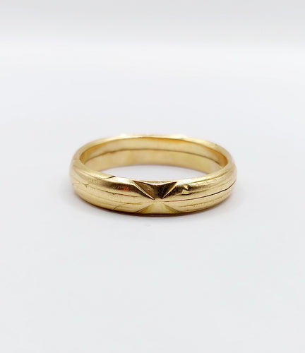 Bague 60 RARE Alliance jumelée or jaune finement ciselée, NON gravée (circa 1880) 58 Facettes A04721