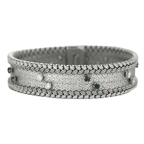 Bracelet Elegant Bracelet en or gris ,diamants et émeraudes 58 Facettes HAV1009