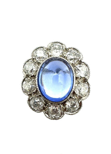 Bague Belle-Epoque en or blanc, saphir et diamants 58 Facettes