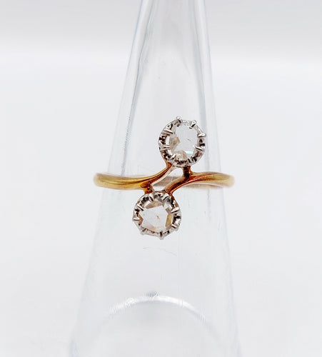 Bague 51 Bague toi et moi victorienne en or rose 18k et diamants taille rose 58 Facettes A06526