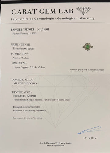 Bague 47 Bague Marguerite - Or jaune, émeraude et diamants 58 Facettes 1192