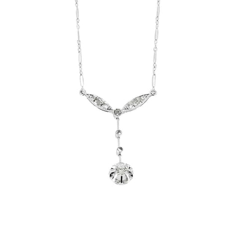 Collier Collier ancien en or blanc et diamants 58 Facettes