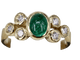 Bague 55.5 Ovale Cabochon Émeraude de Colombie et Diamant or jaune 58 Facettes BA-87