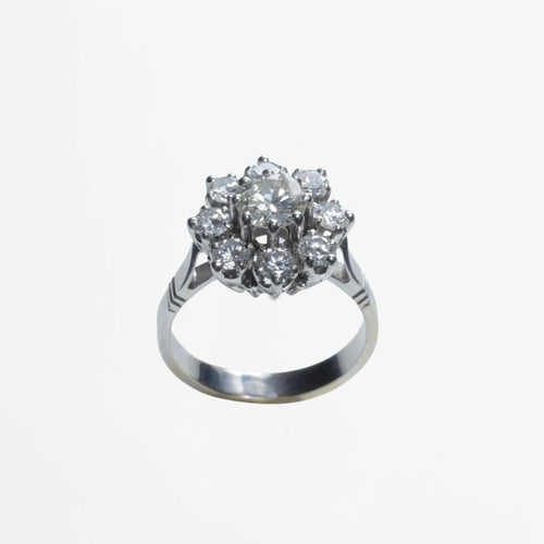 Bague 53 Bague Marguerite en platine, or blanc et diamants 58 Facettes