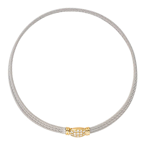 Collier Fred Collier  Force 10  Or jaune, Acier Diamant 58 Facettes 4345688RV